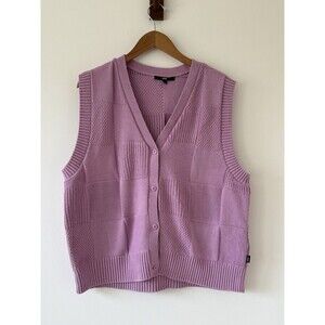 Vans Women's Smoky Grape Lilac Avenue Knit Sweater Vest Grannycore Size L Easter